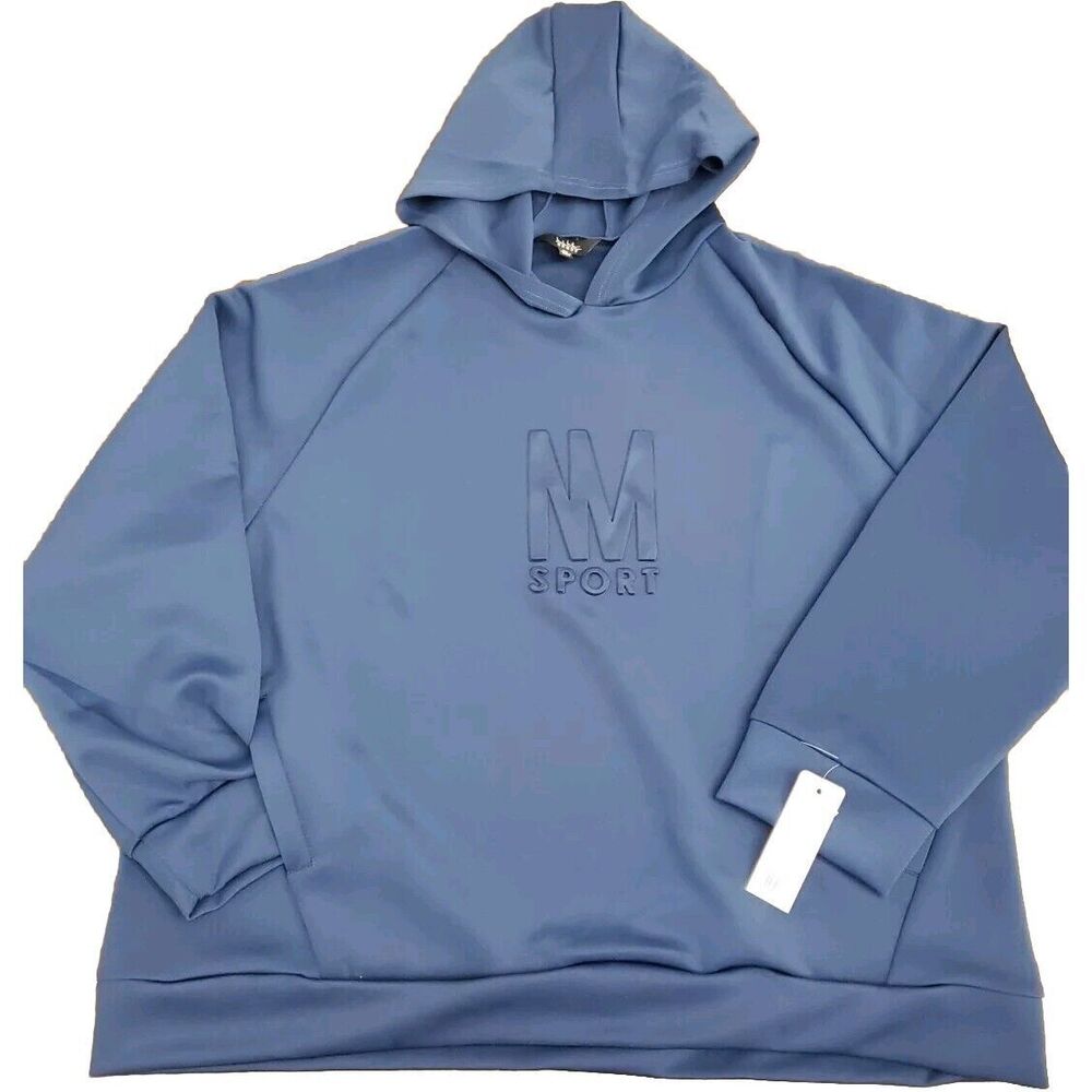 Nicole Miller Sport Hoodie Pressed Raised Print Dark Teal Scuba Pullover 3XL NWT